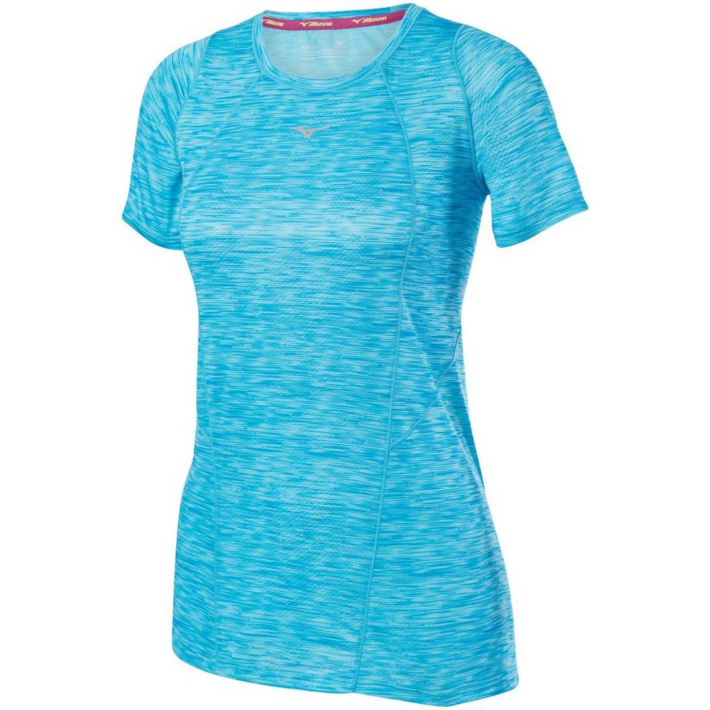 Womens Mizuno Alpha Vent Running T-Shirts Blue Turquoise Philippines (RKCIHN398)